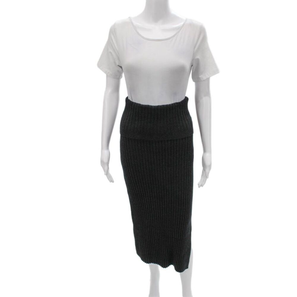 Joseph Women Gray Rayon Straight Pencil Midi Skirt Pull On Size M